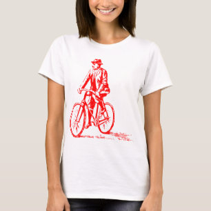T-shirt Un homme en vélo - Rouge
