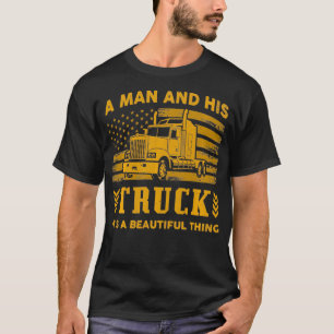 T-shirt Un Homme Et Son Camion Patriotique American Truck