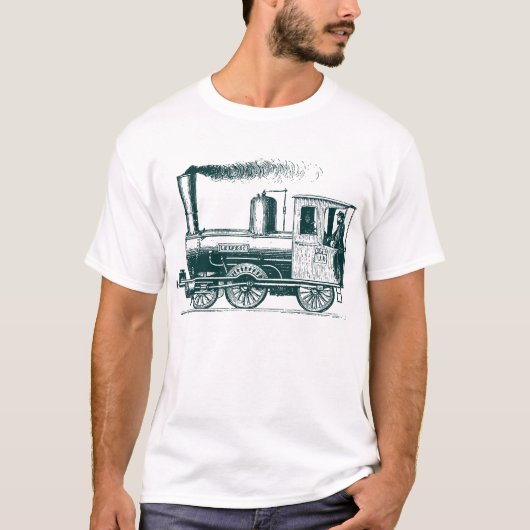 T-shirt Un homme et son train - Dk Green (Devant)