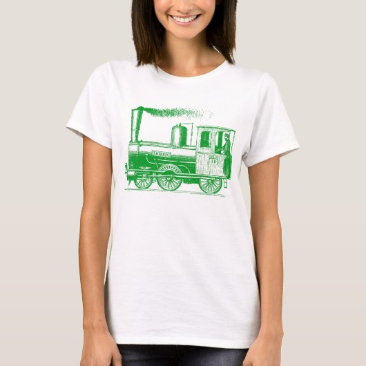 T-shirt Un homme et son train - Gris Vert (Devant)