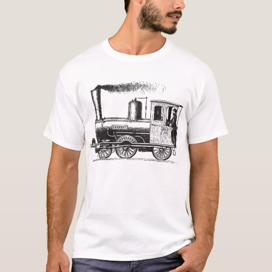 T-shirt Un homme et son train - Noir (Devant)