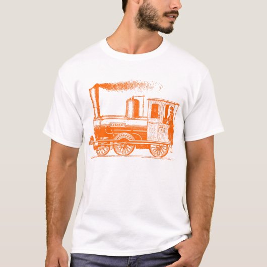 T-shirt Un homme et son train - Orange (Devant)