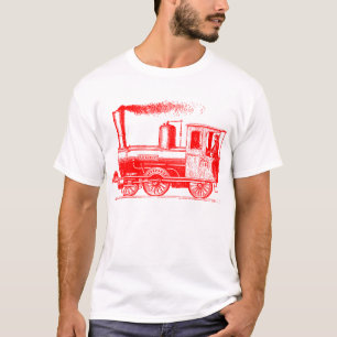 T-shirt Un homme et son train - Rouge