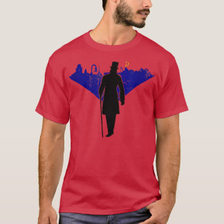 T-shirt Un homme regarde la nuit Skyline de la ville