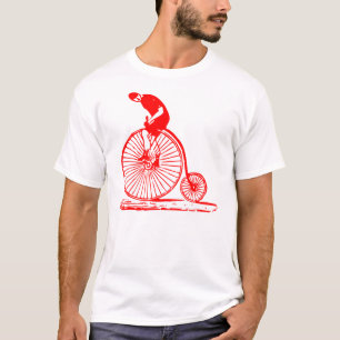T-shirt Un homme sur un penny Farthing - Rouge