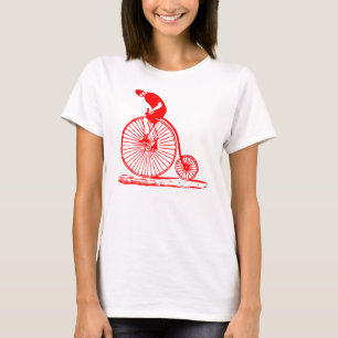 T-shirt Un homme sur un penny Farthing - Rouge