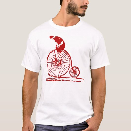 T-shirt Un homme sur un penny Farthing - Ruby Red (Devant)