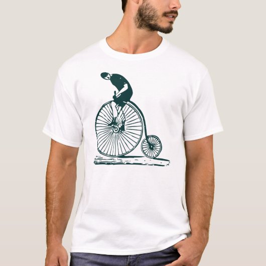 T-shirt Un homme sur un penny Farthing - Vert foncé (Devant)