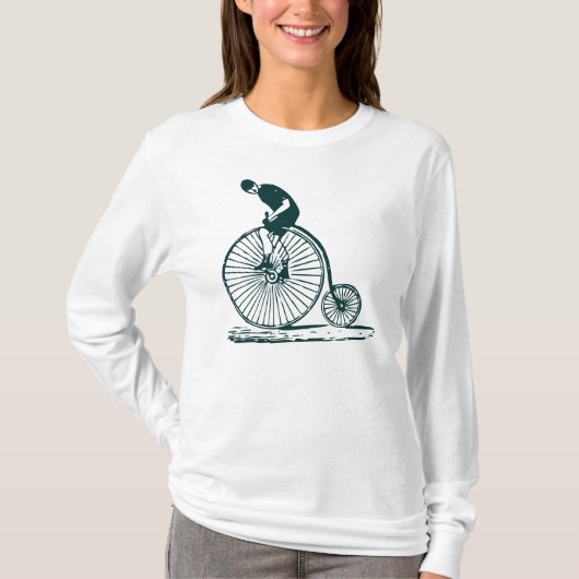 T-shirt Un homme sur un penny Farthing - Vert foncé (Devant)