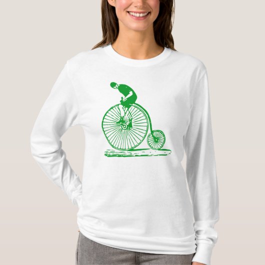 T-shirt Un homme sur un penny Farthing - Vert herbe (Devant)