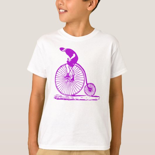 T-shirt Un homme sur un penny Farthing - violet (Devant)