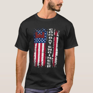 T-shirt Un ingénieur de combat en détresse Drapeau américa