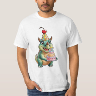 T-shirt Un joli dessin animé Triceratops avec un casquette