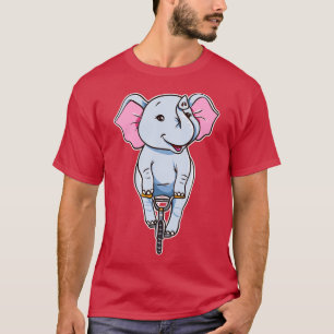 T-shirt Un Joli Éléphant Drôle À Vélo
