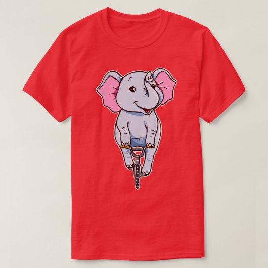 T-shirt Un Joli Éléphant Drôle À Vélo (Design devant)