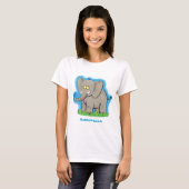 T-shirt Un joli éléphant drôle avec un oiseau sur le tronc (Devant entier)