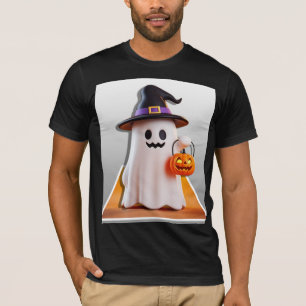 T-shirt Un joli fantôme d'Halloween avec Citrouille