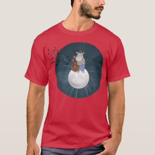 T-shirt Un joli hippo jouant du violon sur la lune