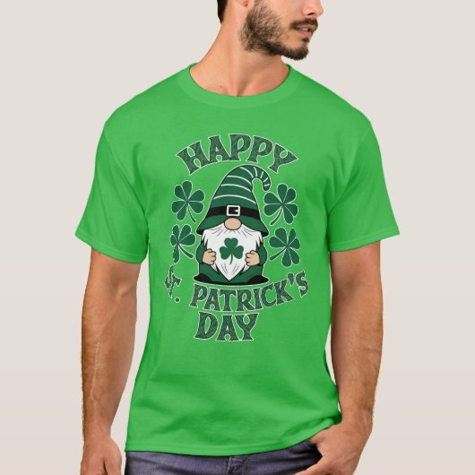 T-shirt Un Jour de la Saint Patrick heureux avec un Gnome (Devant)