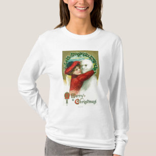 T-shirt Un Joyeux Noël étreignant la scène de bonhomme