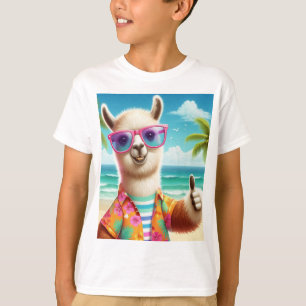 T-shirt Un lama ludique avec lunettes de soleil