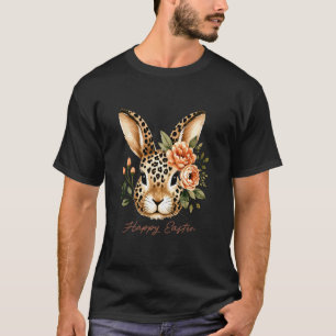 T-shirt Un léopard orné de floral élégant Joyeuses Pâques
