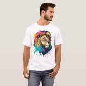 T-shirt Un lion coloré (Devant entier)