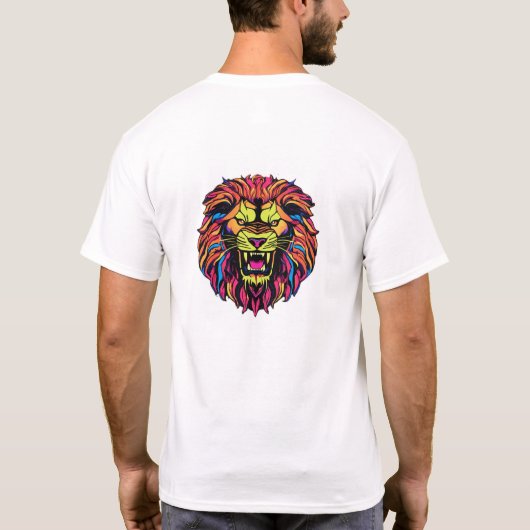 T-shirt Un lion en colère contre un serpent autour de lui (Dos)