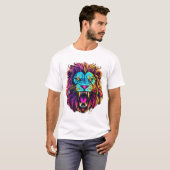 T-shirt Un lion en colère contre un serpent autour de lui (Devant entier)