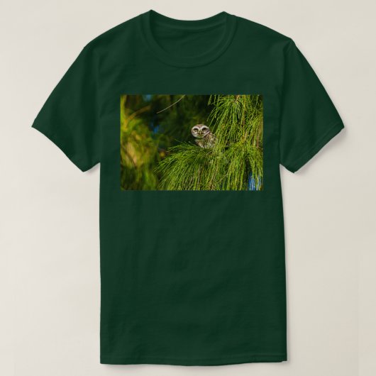 T-shirt Un long hibou tacheté (Design devant)
