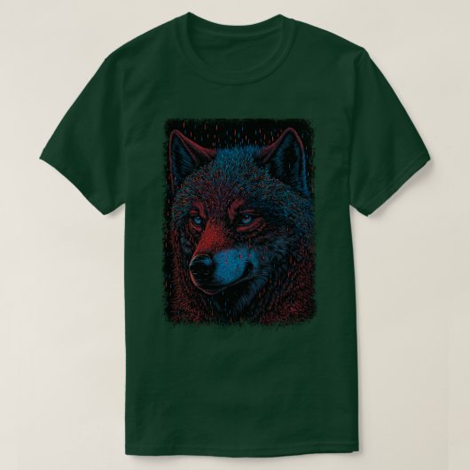 T-shirt Un loup dessiné avec des lignes et des points lumi (Design devant)