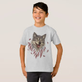 T-shirt Un loup souriant joyeux en plumes (Devant entier)