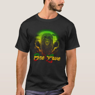 T-shirt Un Love Rasta Reggae Lion De Juda Racines Jamaïcai