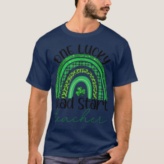 T-shirt Un Lucky Head Start enseignant Patricks Day Leopar
