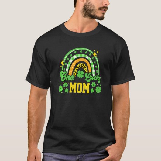 T-shirt Un Lucky Maman Empreinte de léopard Rainbow (Devant)