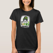T-shirt Un Lucky Nanna Messy Bun Leopard St Patrick's Day (Devant)
