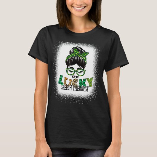T-shirt Un Lucky orthophoniste Bleached St patrick Da (Devant)