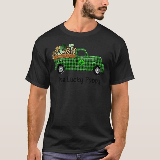 T-shirt Un Lucky Pappy Green Plaid Truck Shamrocks St Pat (Devant)