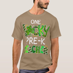 T-shirt Un Lucky PrK enseignant Shamrock Leopard Plaid Pat