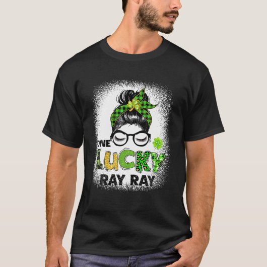 T-shirt Un Lucky Ray Ray Messy Bun Leopard St Patrick D (Devant)