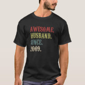 T-shirt Un Mari Awesome Depuis 2009 Retro 13 Mariage Anive (Devant)