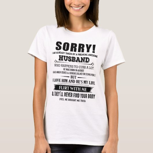 T-shirt Un mari génial et fou qu'il est né en août (Devant)