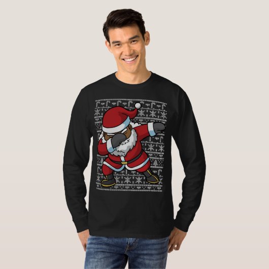 T-shirt Un mauvais pull de Noël noir à Père Noël (Devant entier)