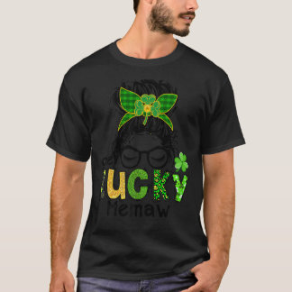 T-shirt Un Mémo Lucky Messy Bun Leopard St Patrick's Day