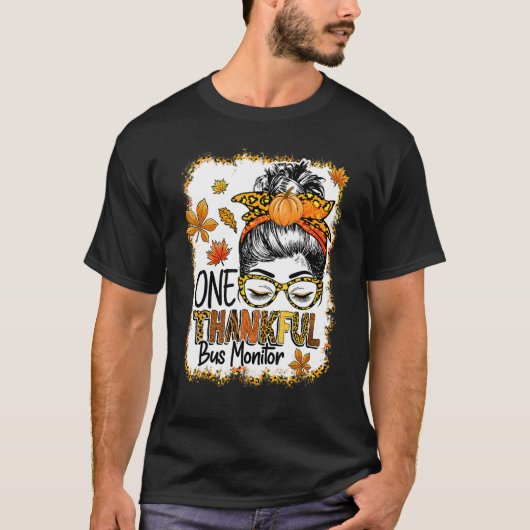 T-shirt Un Merci Bus Moniteur Messy Bun Thanksgiving Fa (Devant)