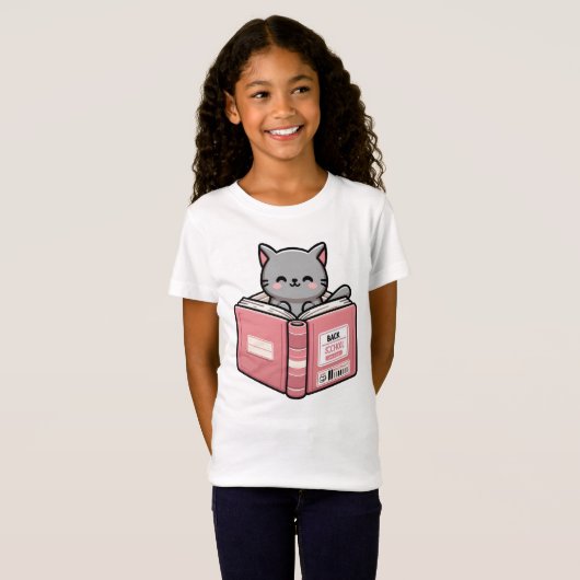 T-Shirt Un mignon chaton gris et rose est assis à l'intéri (Devant entier)