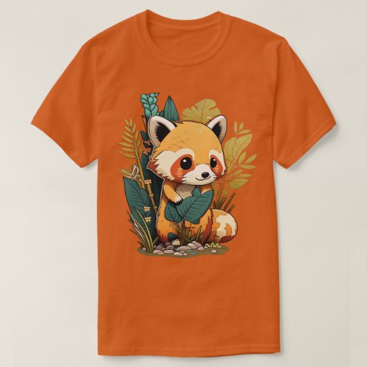 T-shirt Un mignon petit panda rouge dans la forêt (Design devant)
