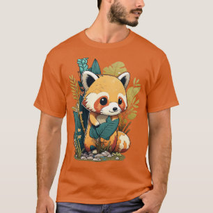 T-shirt Un mignon petit panda rouge dans la forêt