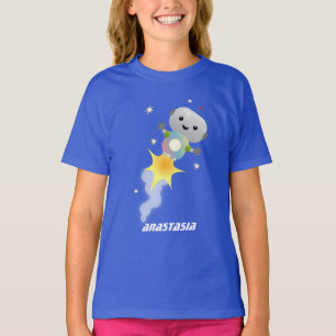 T-shirt Un mignon robot volant dans l'espace dessin animé