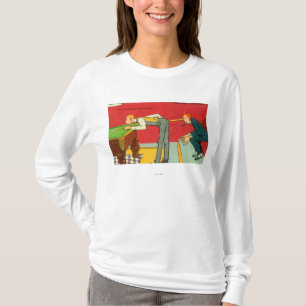 T-shirt Un moment soucieux, queue de billard frappant une